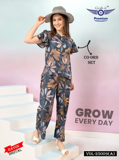 Digital Print 25009 A Grab It Rayon Co Ord Set Wholesale Price