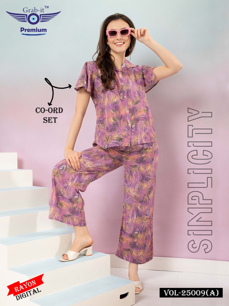 Digital Print 25009 A Grab It Rayon Co Ord Set Wholesale Price