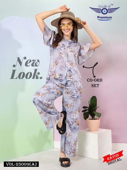 Digital Print 25009 A Grab It Rayon Co Ord Set Wholesale Price