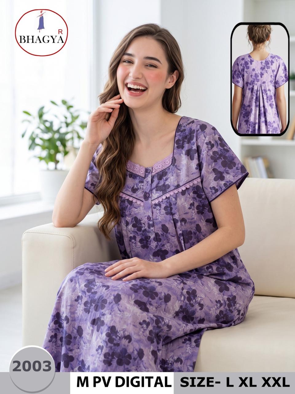 Digital Print Bhagya Night Gowns Exporter