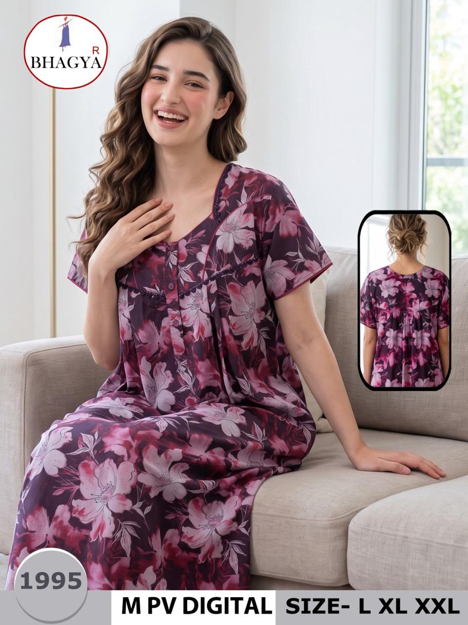 Digital Print Bhagya Night Gowns Exporter