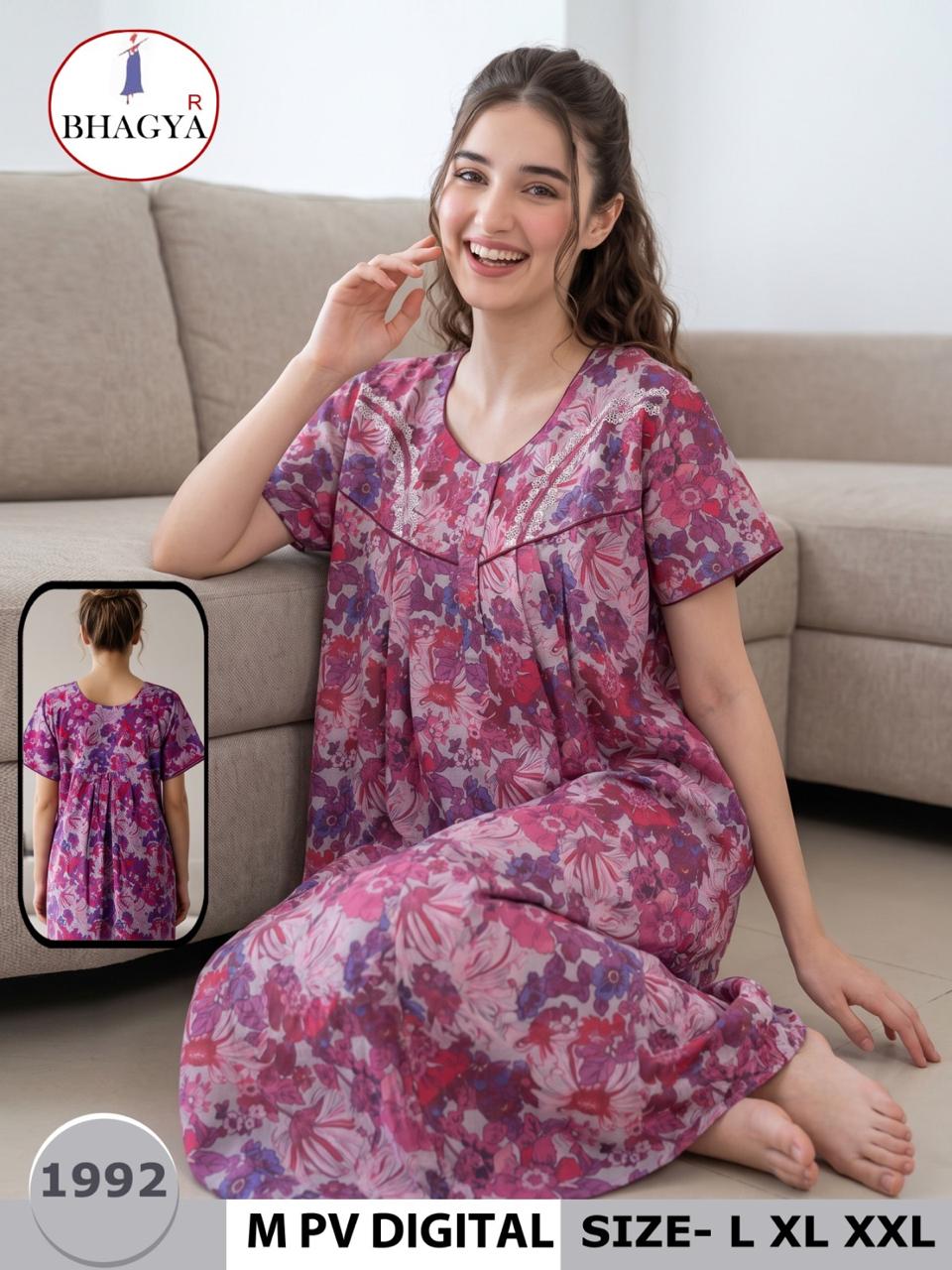 Digital Print Bhagya Night Gowns Exporter