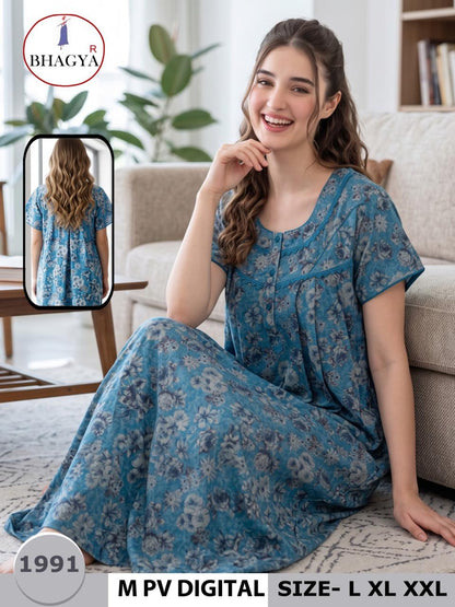 Digital Print Bhagya Night Gowns Exporter