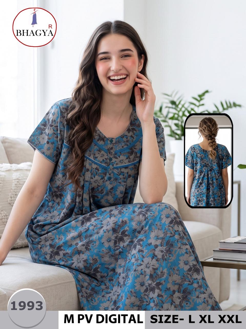 Digital Print Bhagya Night Gowns Exporter
