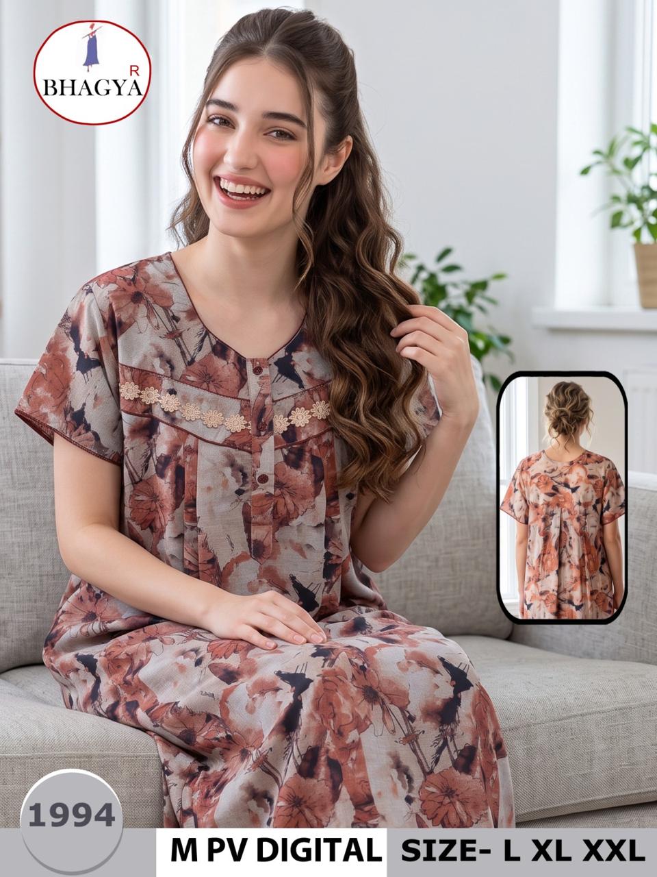 Digital Print Bhagya Night Gowns Exporter