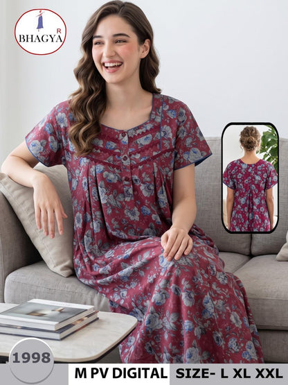Digital Print Bhagya Night Gowns Exporter