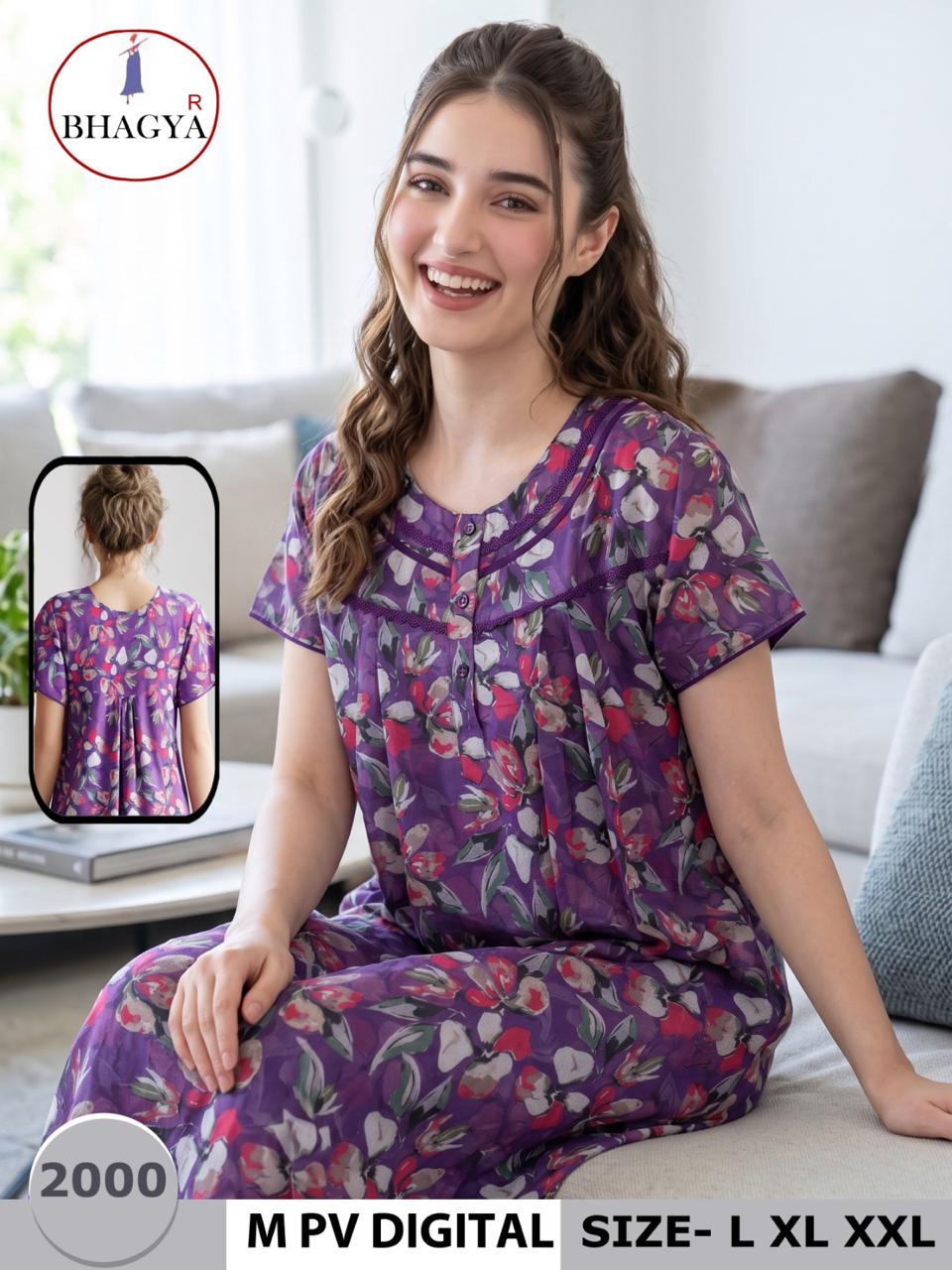 Digital Print Bhagya Night Gowns Exporter