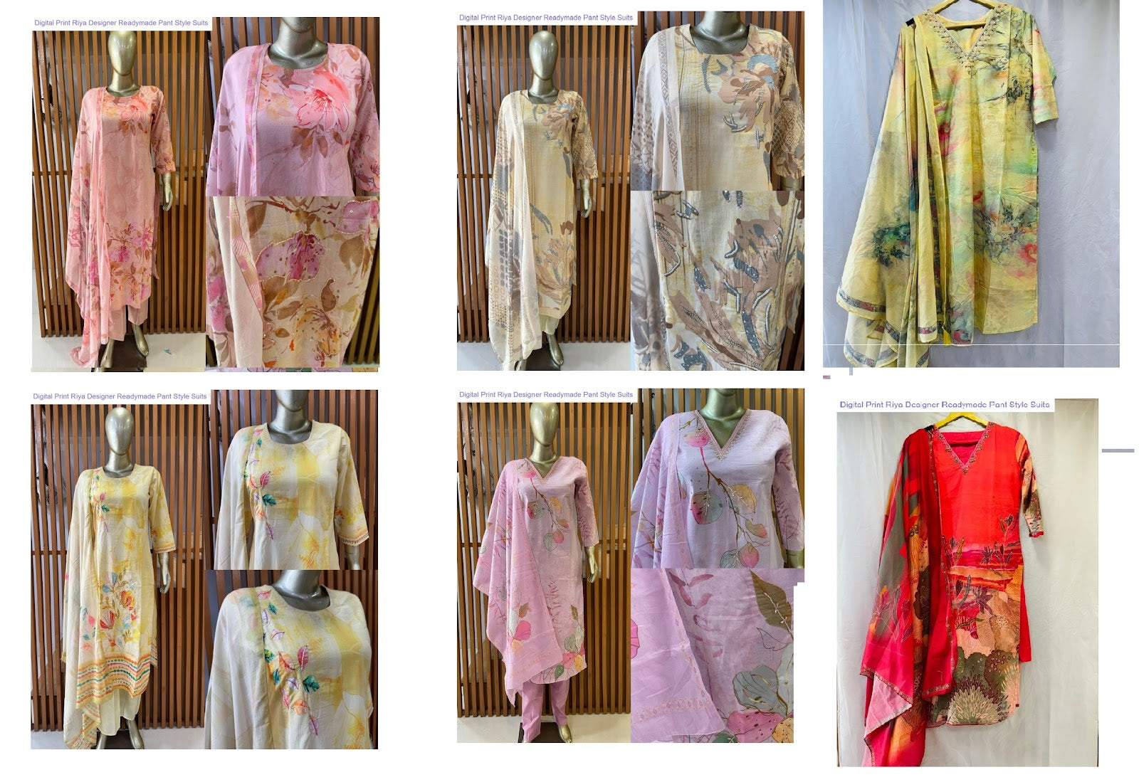 Digital Print Riya Designer Cotton Readymade Pant Style Suits Wholesale