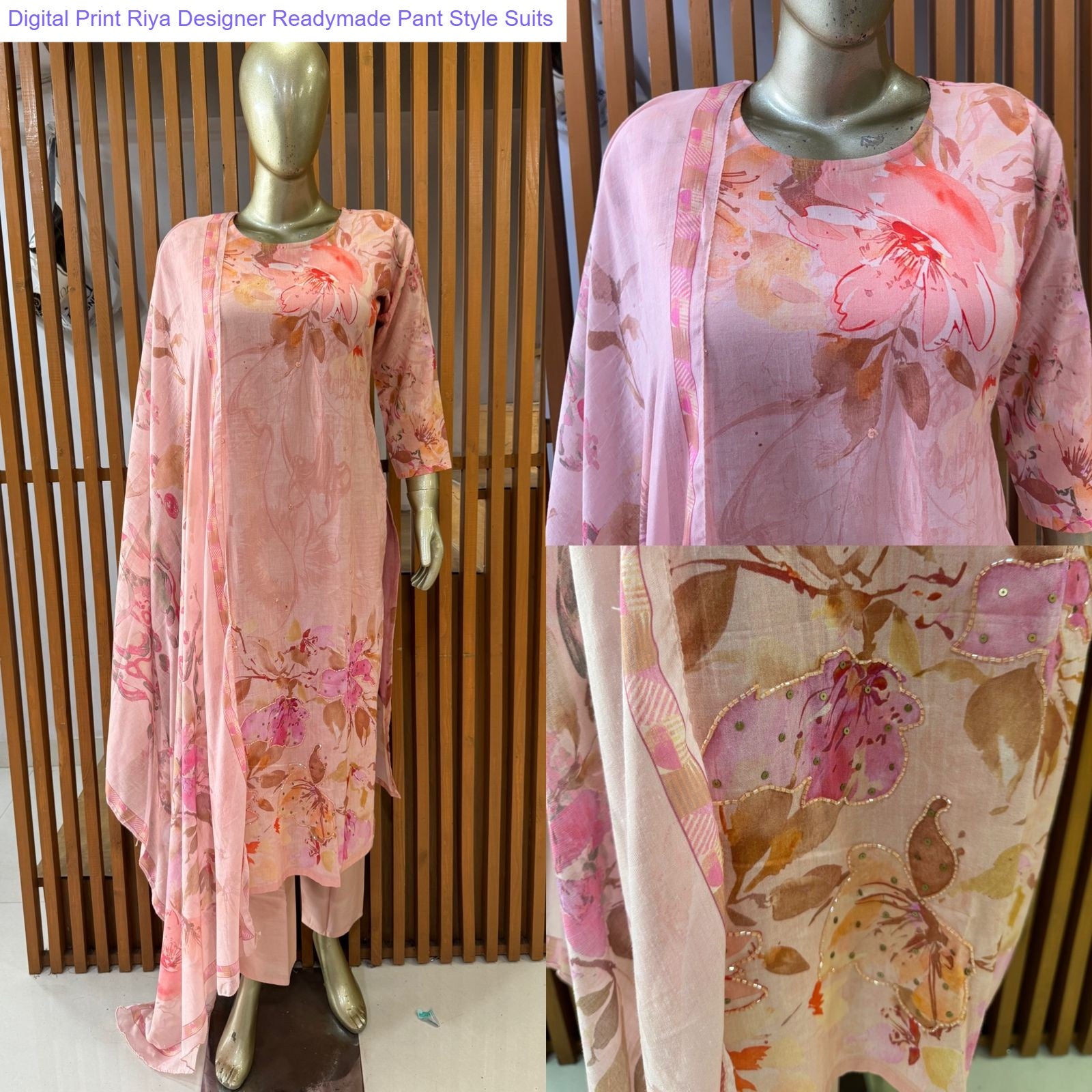 Digital Print Riya Designer Cotton Readymade Pant Style Suits Wholesale