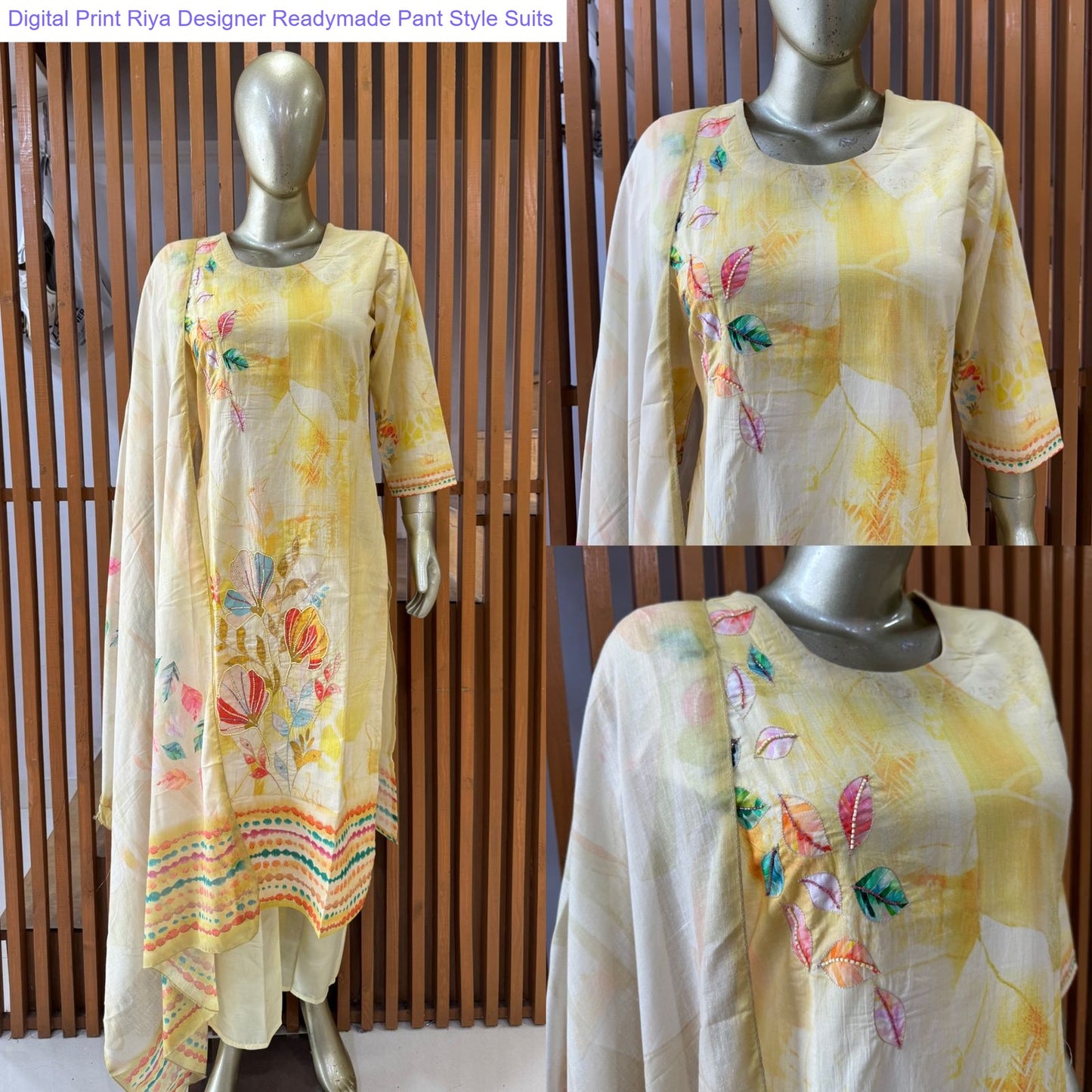 Digital Print Riya Designer Cotton Readymade Pant Style Suits Wholesale