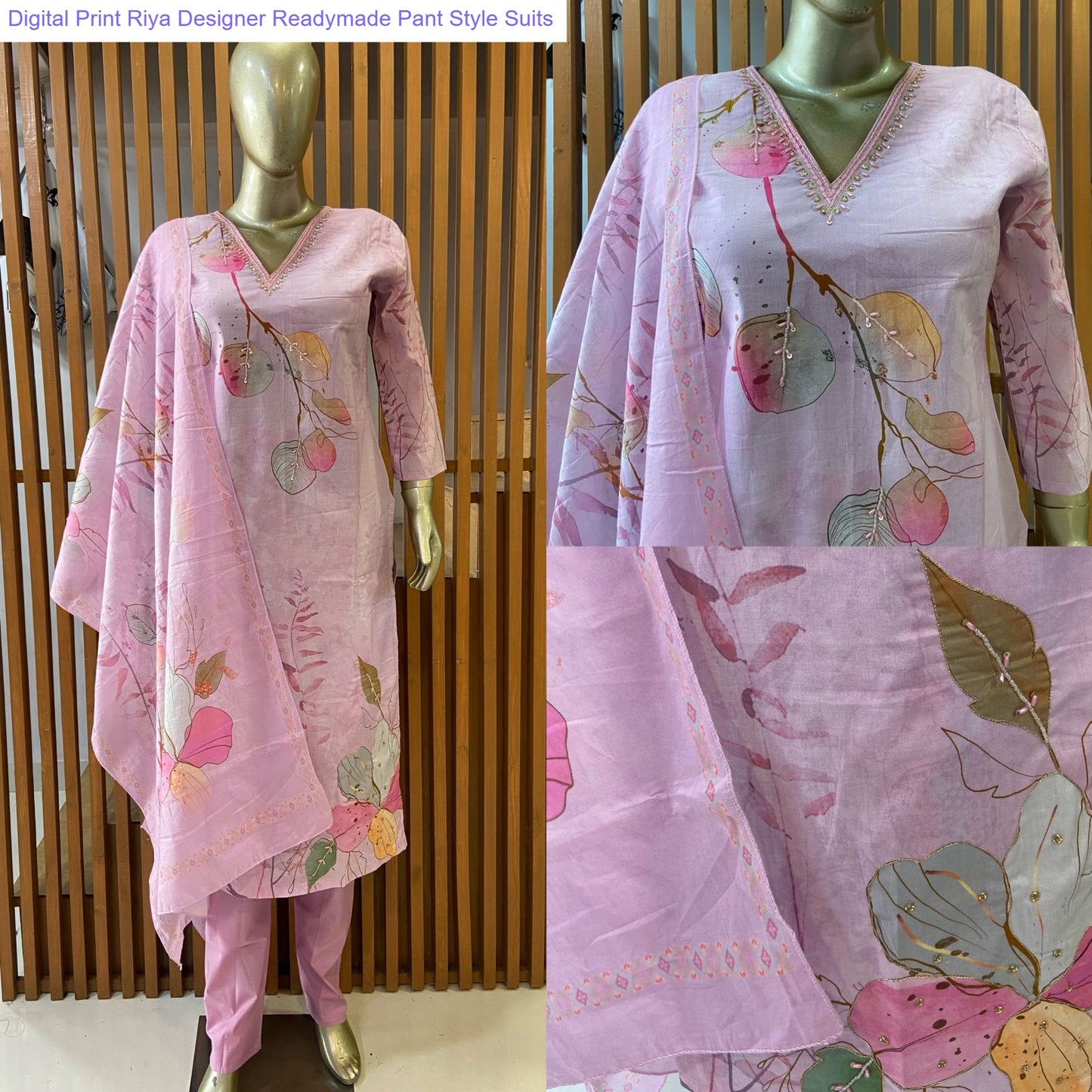 Digital Print Riya Designer Cotton Readymade Pant Style Suits Wholesale