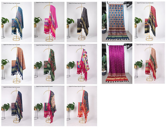 Digital Print Staard Gaji Silk Dupatta Manufacturer Gujarat