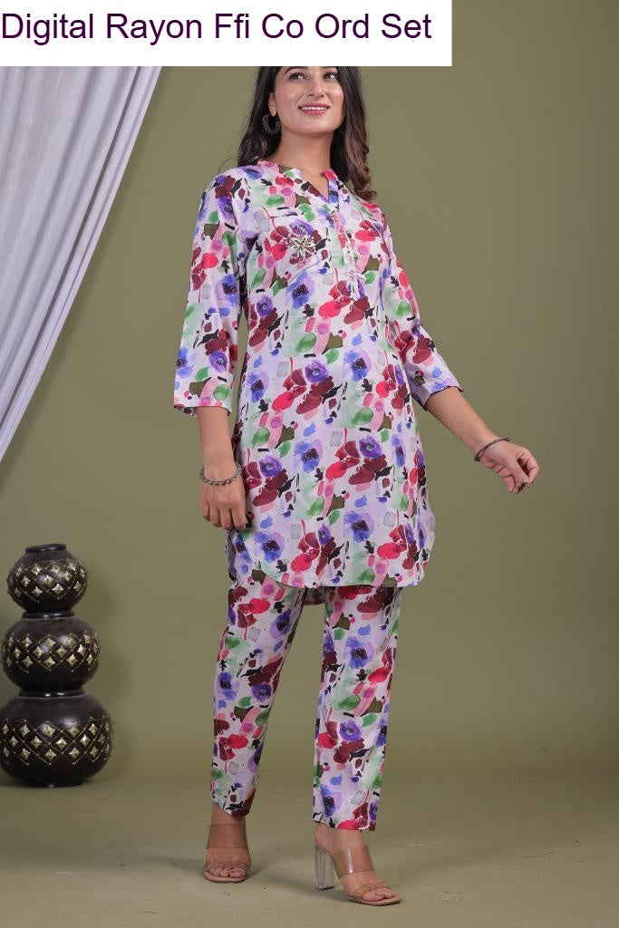 Digital Rayon Ffi Heavy Rayon Co Ord Set Wholesaler Ahmedabad