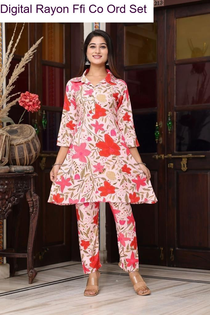 Digital Rayon Ffi Heavy Rayon Co Ord Set Wholesaler Ahmedabad