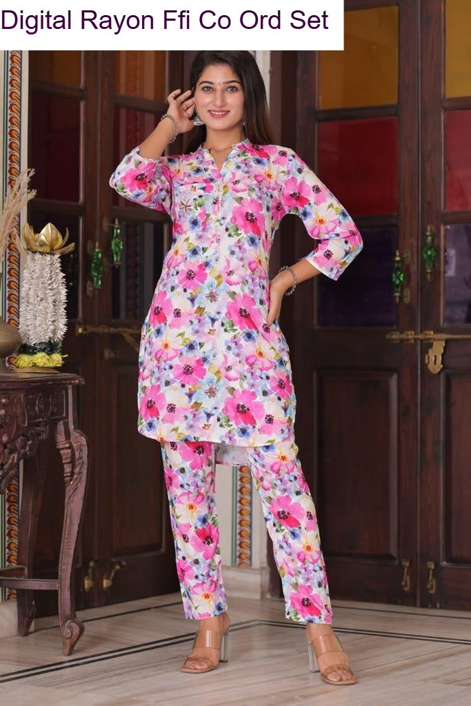 Digital Rayon Ffi Heavy Rayon Co Ord Set Wholesaler Ahmedabad