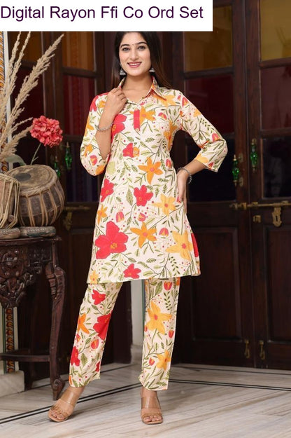 Digital Rayon Ffi Heavy Rayon Co Ord Set Wholesaler Ahmedabad
