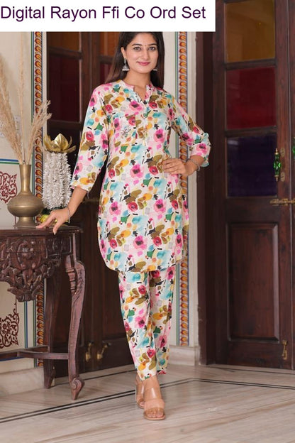 Digital Rayon Ffi Heavy Rayon Co Ord Set Wholesaler Ahmedabad