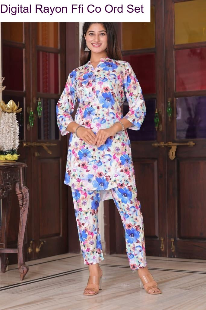 Digital Rayon Ffi Heavy Rayon Co Ord Set Wholesaler Ahmedabad