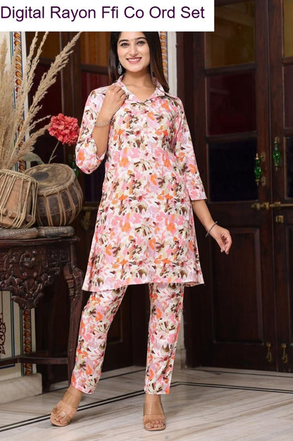 Digital Rayon Ffi Heavy Rayon Co Ord Set Wholesaler Ahmedabad