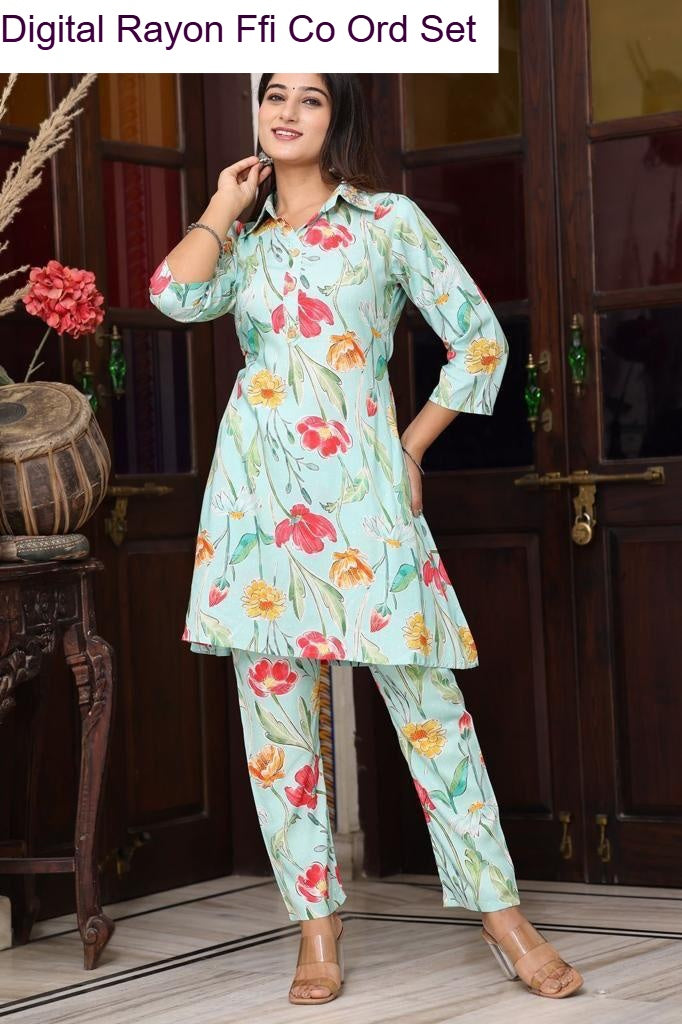 Digital Rayon Ffi Heavy Rayon Co Ord Set Wholesaler Ahmedabad