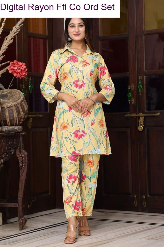 Digital Rayon Ffi Heavy Rayon Co Ord Set Wholesaler Ahmedabad