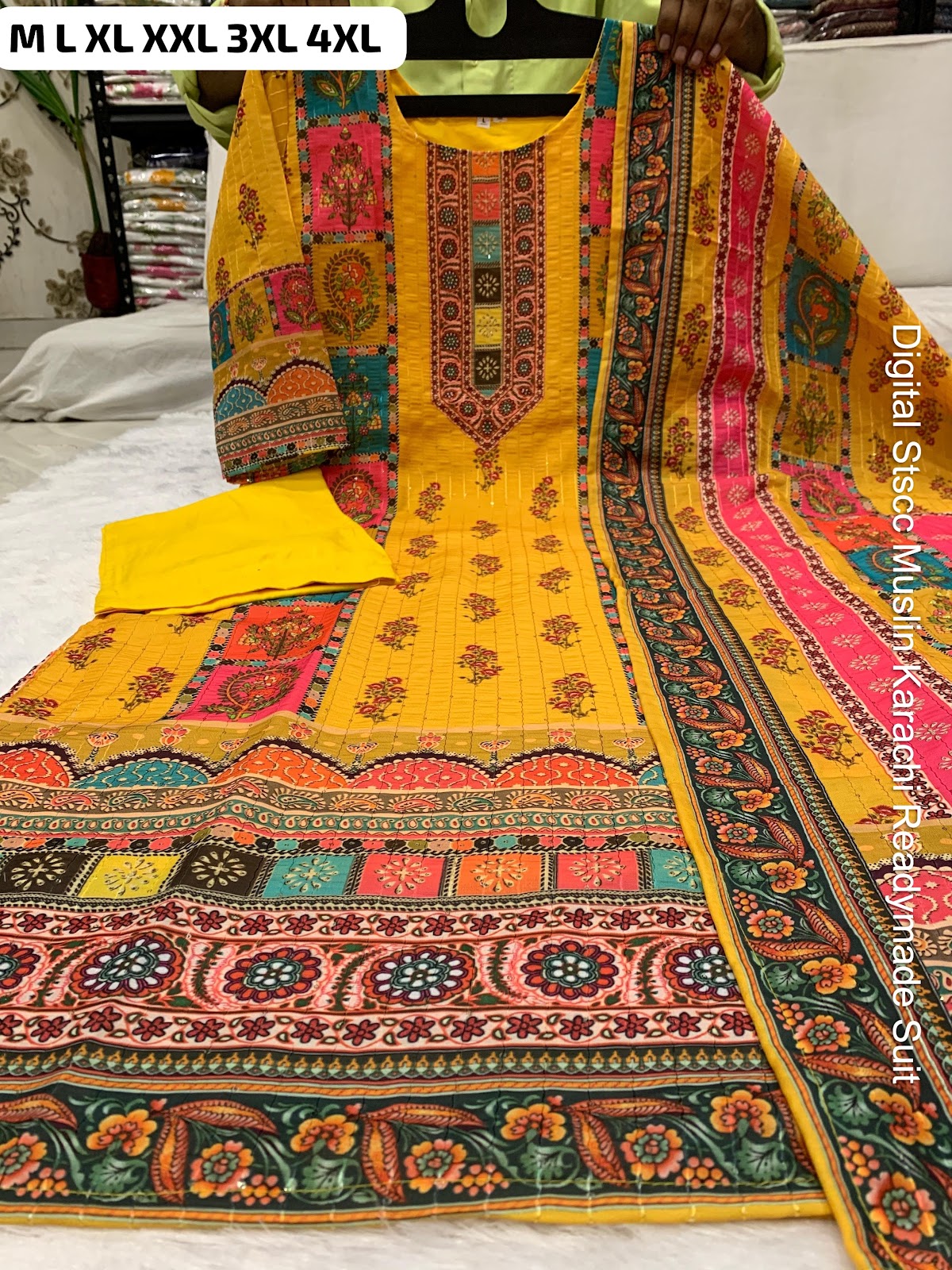 Digital Stscc Pure Muslin Karachi Readymade Suits Wholesaler