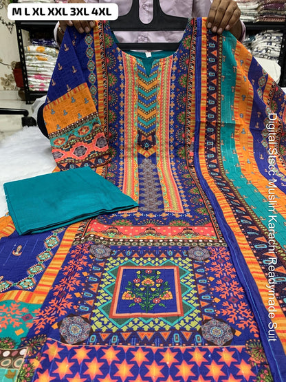 Digital Stscc Pure Muslin Karachi Readymade Suits Wholesaler