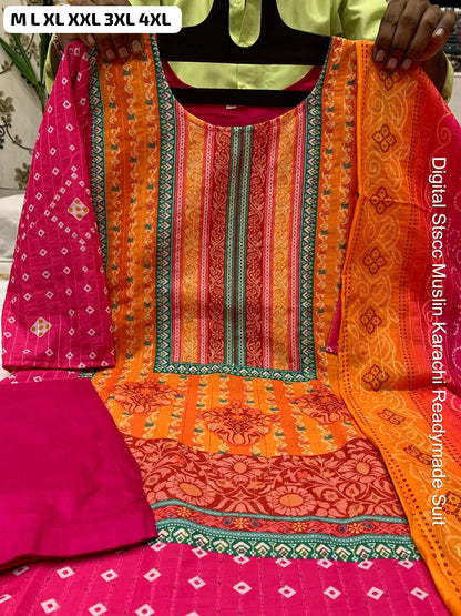 Digital Stscc Pure Muslin Karachi Readymade Suits Wholesaler