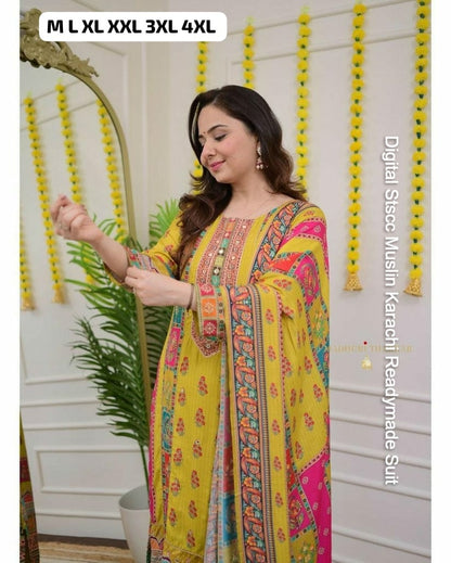 Digital Stscc Pure Muslin Karachi Readymade Suits Wholesaler