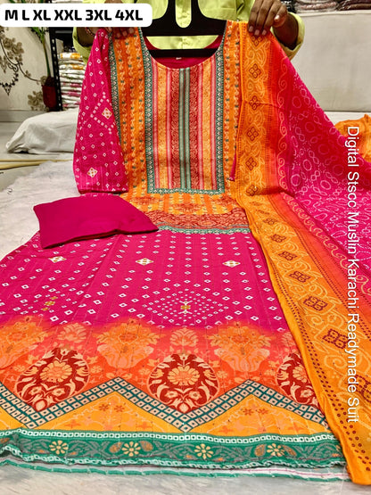 Digital Stscc Pure Muslin Karachi Readymade Suits Wholesaler