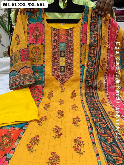 Digital Stscc Pure Muslin Karachi Readymade Suits Wholesaler