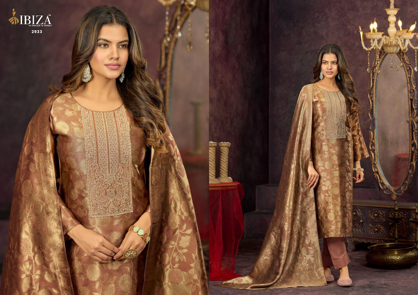 Dil Noor Ibiza Silk Jacquard Pant Style Suits Manufacturer Gujarat