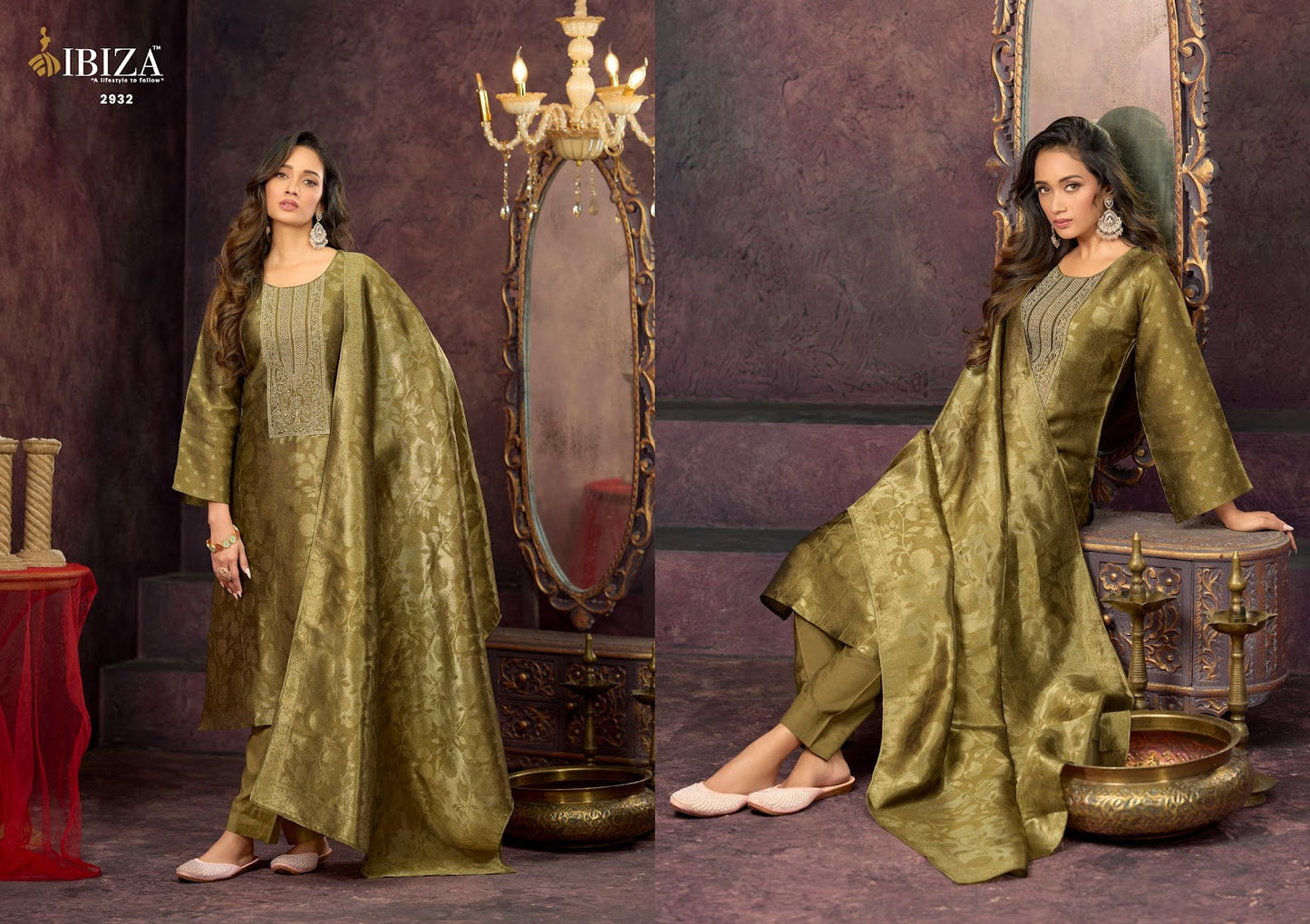 Dil Noor Ibiza Silk Jacquard Pant Style Suits Manufacturer Gujarat