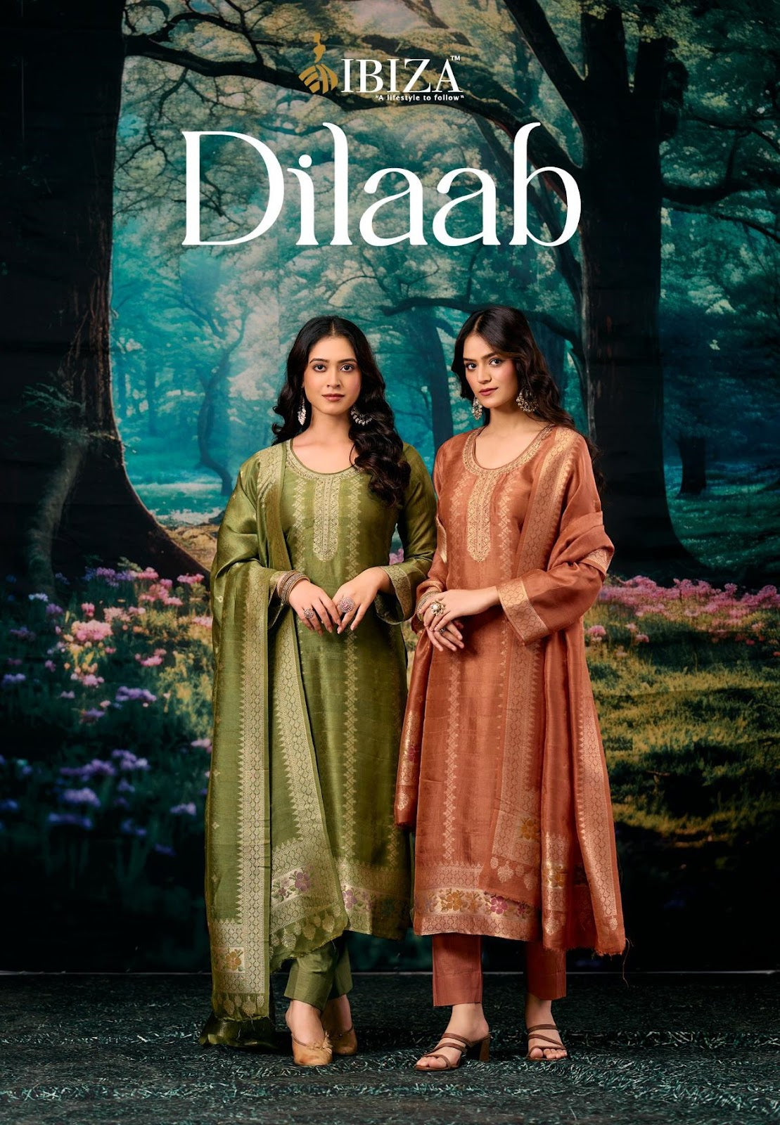 Dilaab Ibiza Silk Jacquard Pant Style Suits Exporter