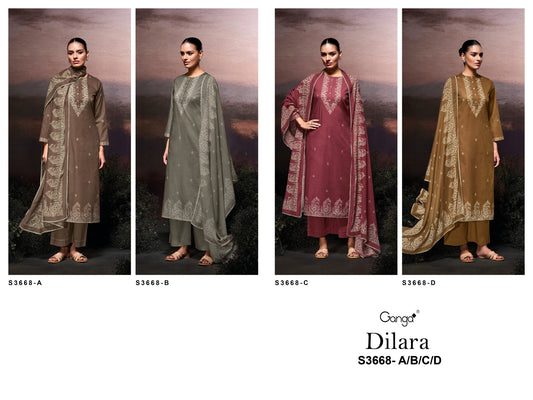 Dilara 3668 Ganga Premium Cotton Plazzo Style Suits Exporter India