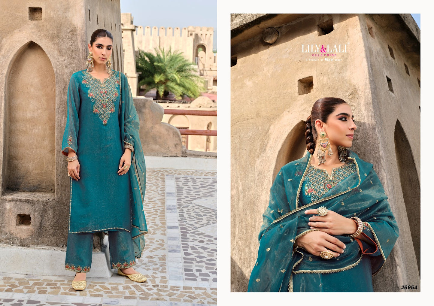 Dilbar Lily Lali Shimmer Readymade Pant Style Suits Manufacturer Ahmedabad