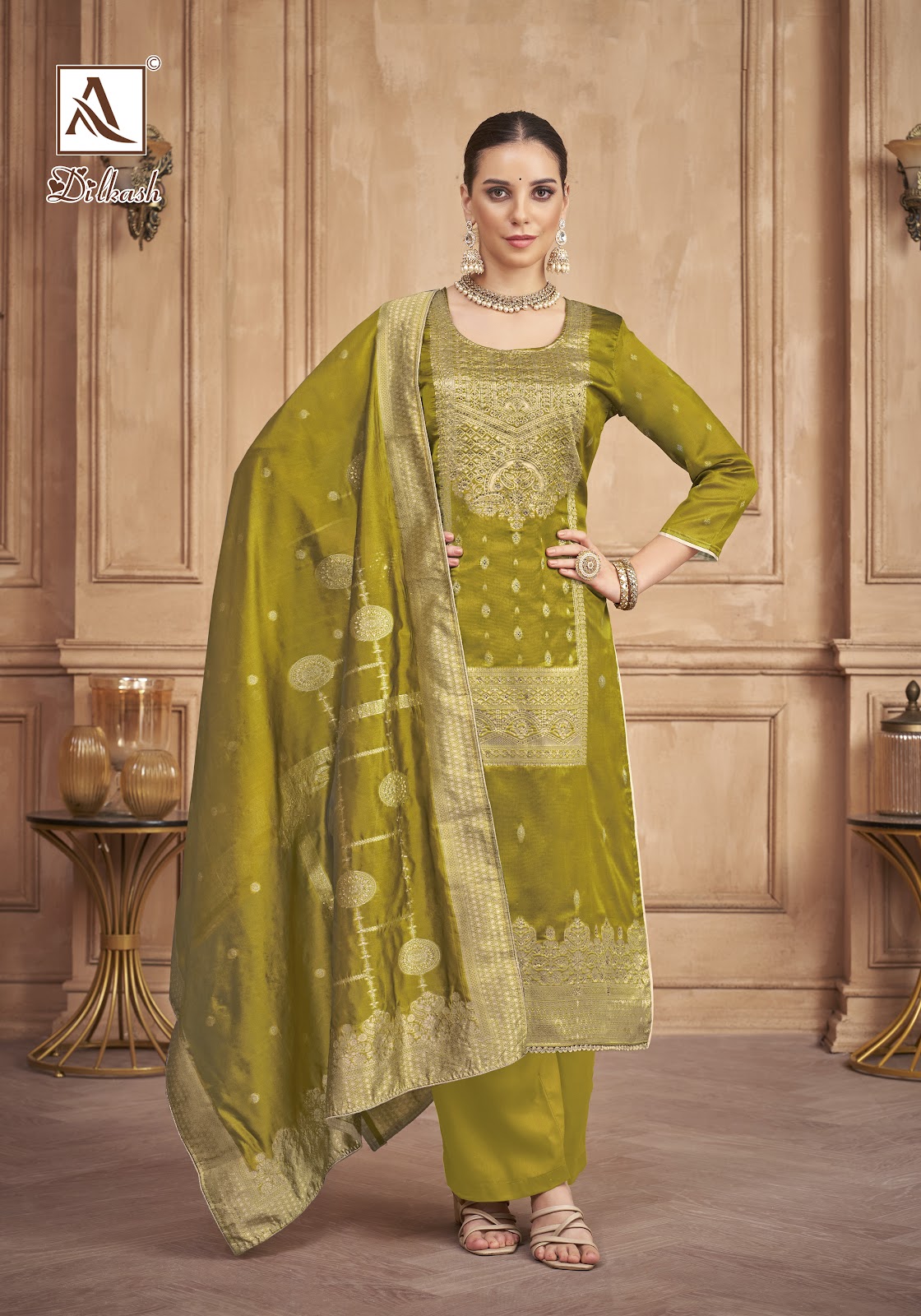 Dilkash Alok Jacquard Karachi Salwar Suits Exporter