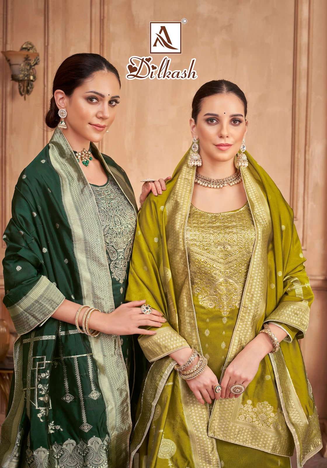 Dilkash Alok Jacquard Karachi Salwar Suits Exporter