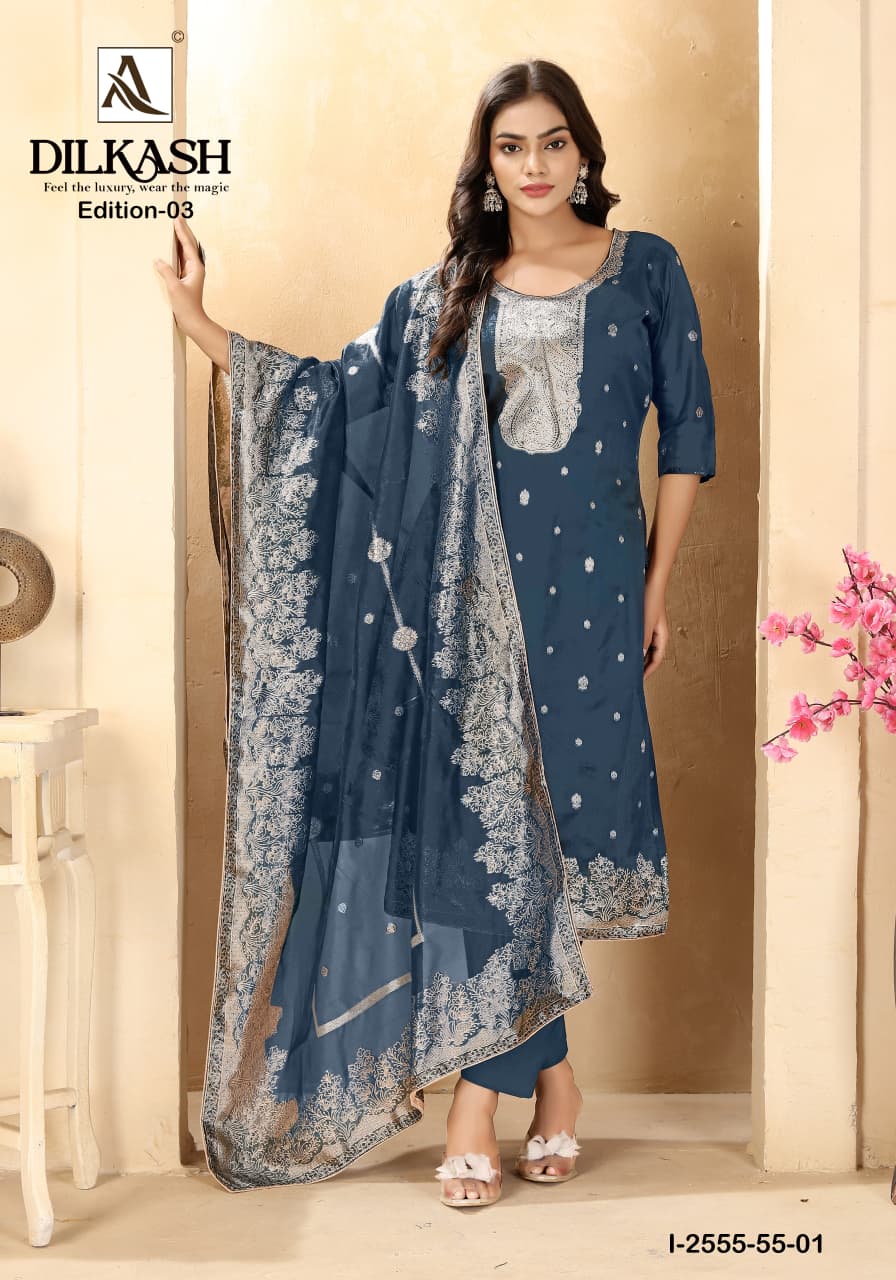 Dilkash Edition 3 Alok Weaving Karachi Salwar Suits Supplier Gujarat