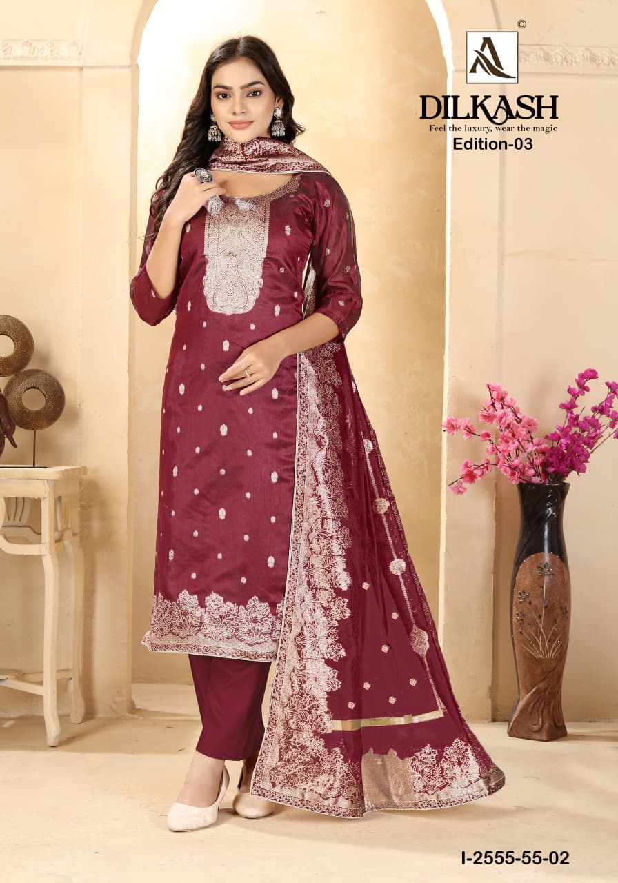 Dilkash Edition 3 Alok Weaving Karachi Salwar Suits Supplier Gujarat