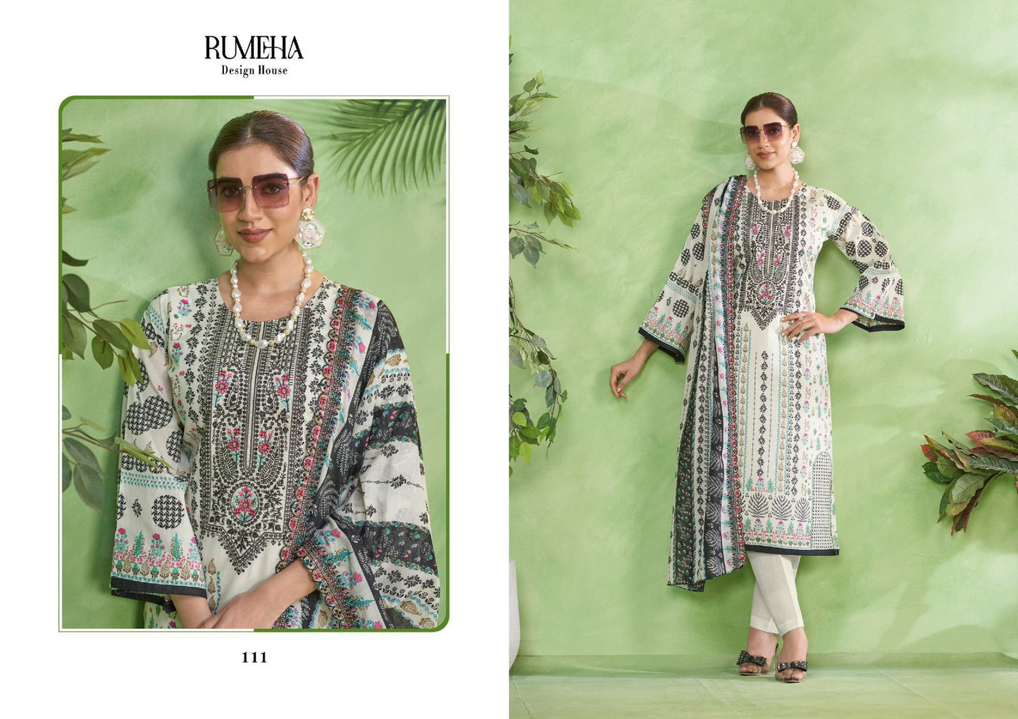 Dilkash Vol 2 Black And White Rumeha Cotton Karachi Salwar Suits Wholesale Price