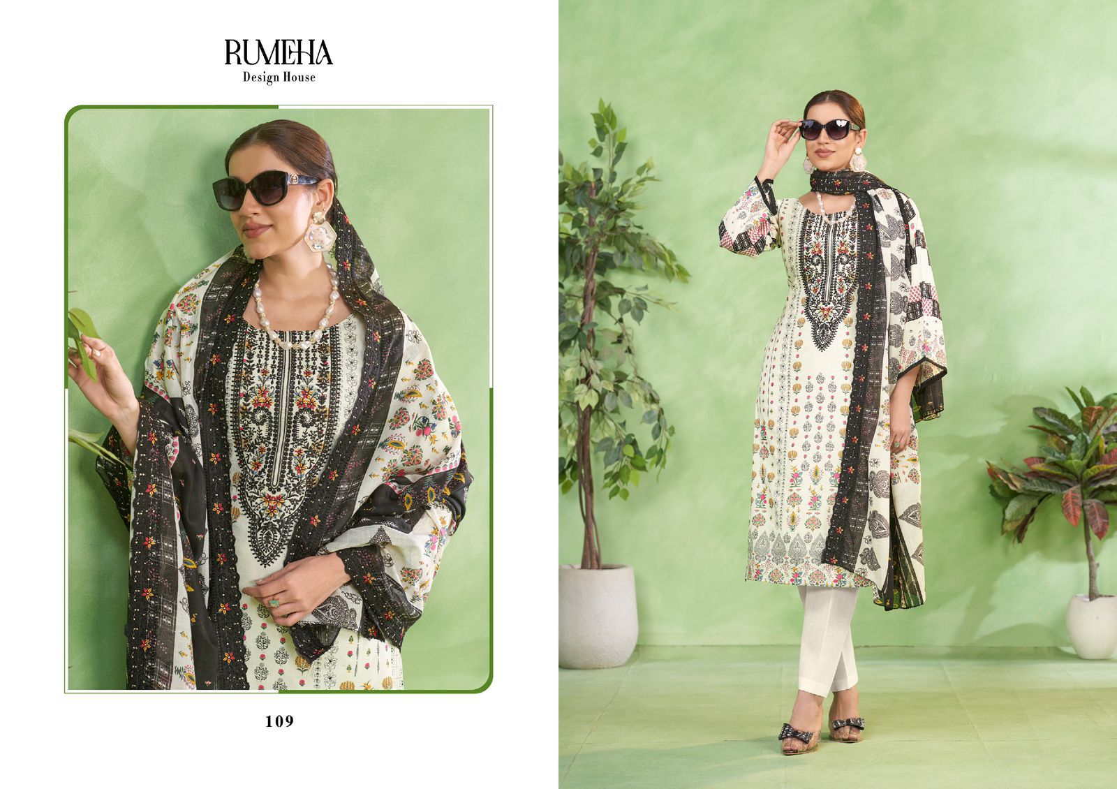 Dilkash Vol 2 Black And White Rumeha Cotton Karachi Salwar Suits Wholesale Price