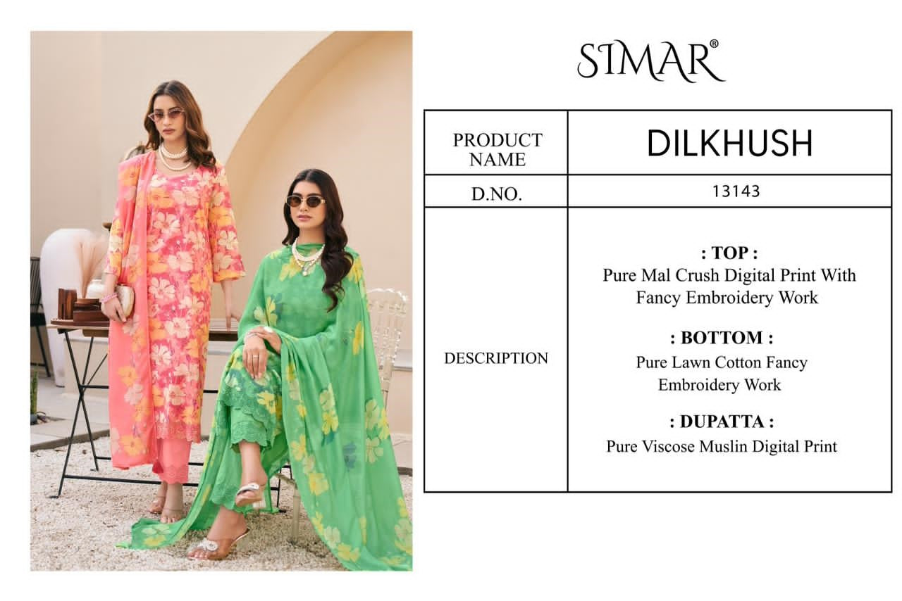 Dilkhush 13143 Simar Mal Pant Style Suits Wholesale