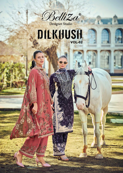 Dilkhush Vol 2 Belliza Designer Studio Viscose Rayon Karachi Salwar Suits Exporter India