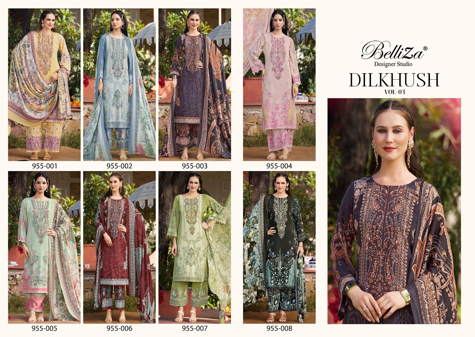 Dilkhush Vol 3 Belliza Designer Studio Viscose Reyon Karachi Salwar Suits Wholesaler India