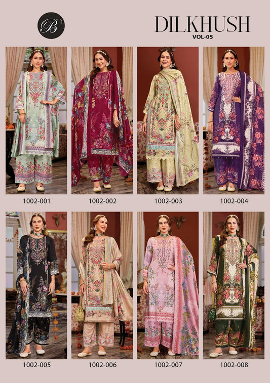 Dilkhush Vol 5 Belliza Designer Studio Viscose Rayon Karachi Salwar Suits Wholesale