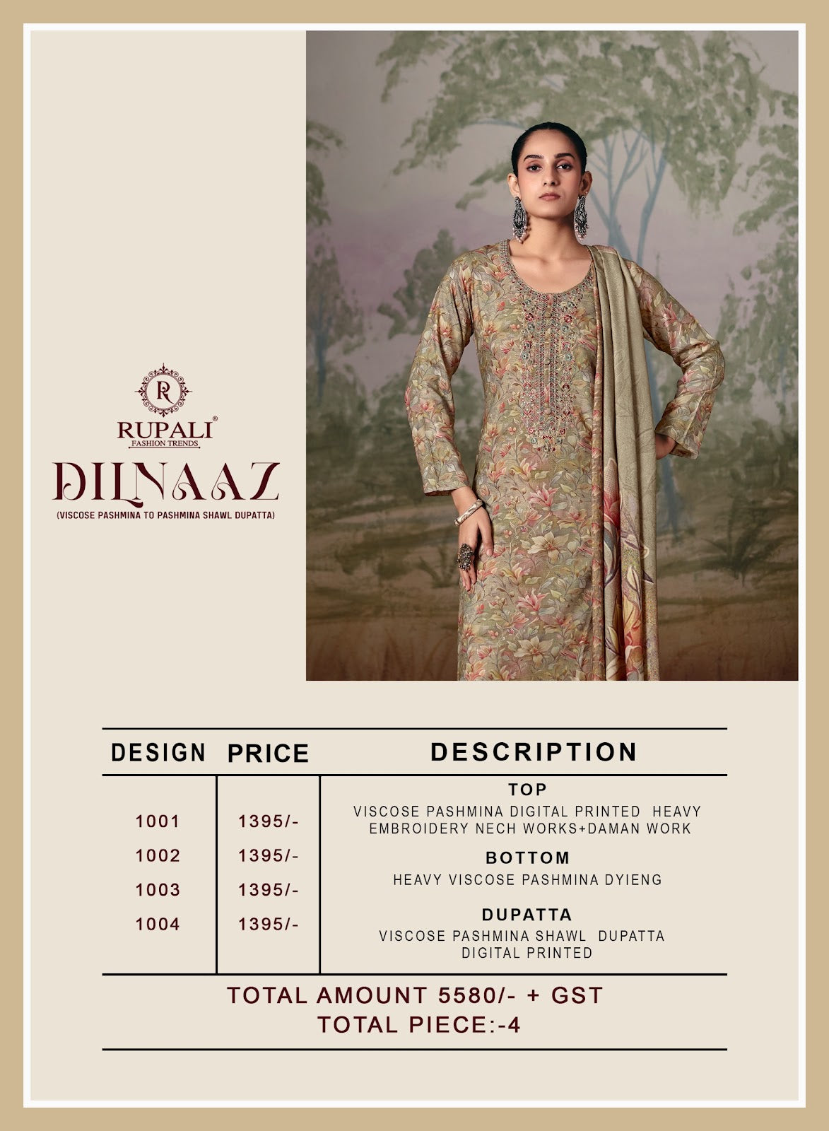 Dilnaaz Rupali Viscose Pashmina Suits Wholesale Rate