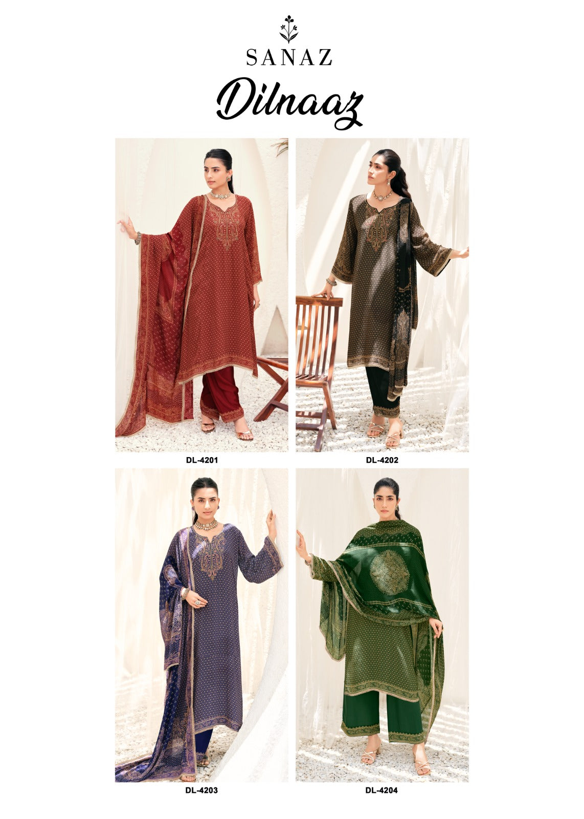 Dilnaaz Sanaz Viscose Crape Pant Style Suits Wholesale
