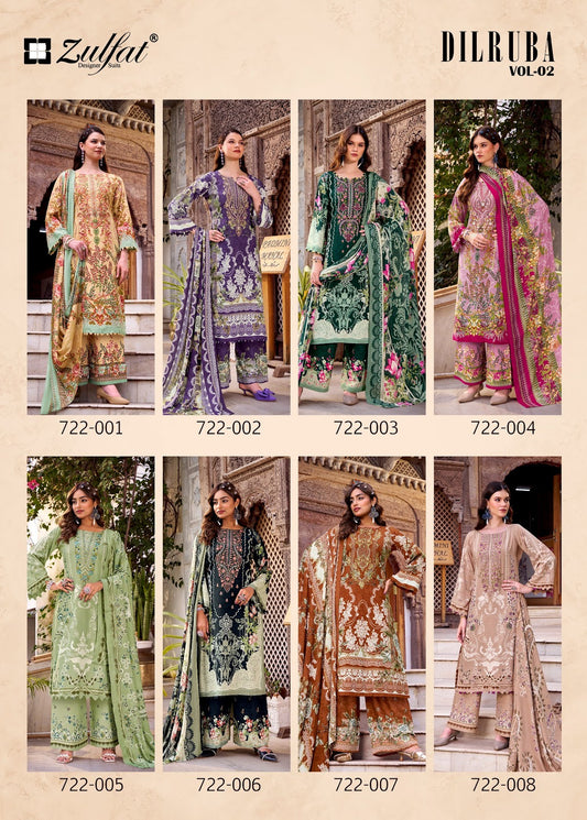 Dilruba Vol 2 Zulfat Designer Rayon Karachi Salwar Suits Wholesaler Gujarat
