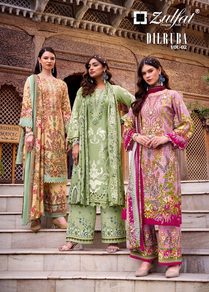 Dilruba Vol 2 Zulfat Designer Rayon Karachi Salwar Suits Wholesaler Gujarat